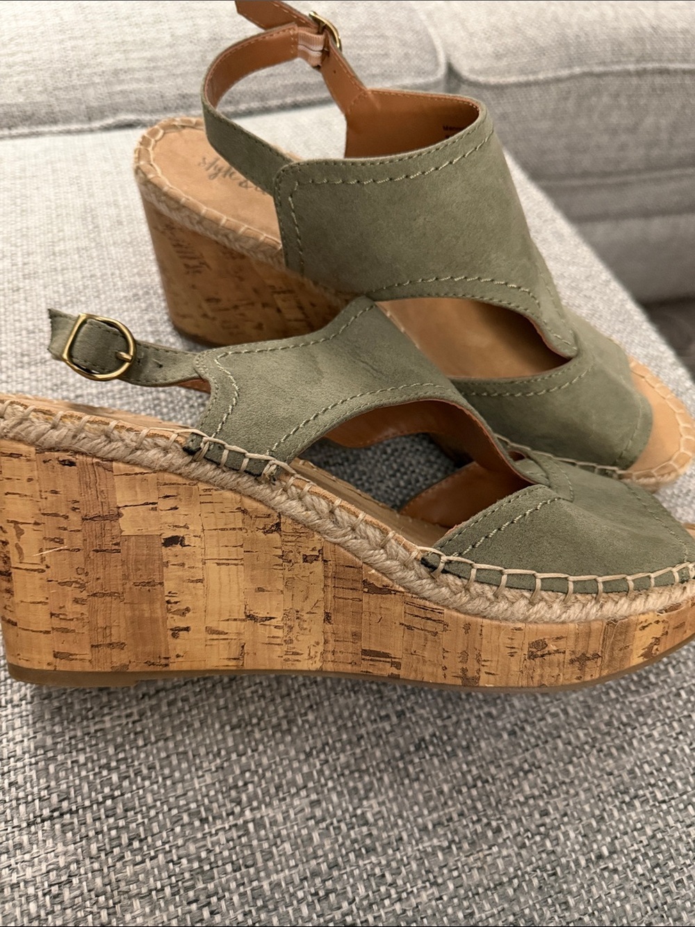NEW Style & Co. Olive Ferran Green Cork Wedge Sandals size 9.5